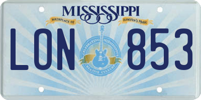 MS license plate LON853