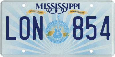 MS license plate LON854