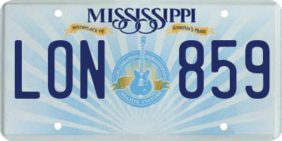 MS license plate LON859