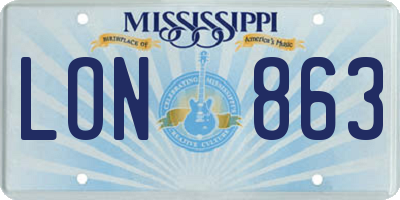 MS license plate LON863