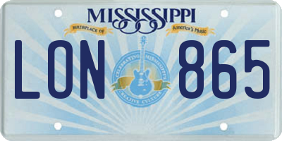 MS license plate LON865