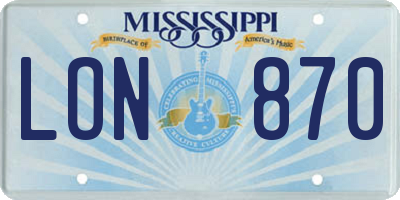 MS license plate LON870