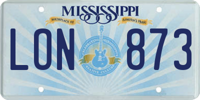 MS license plate LON873