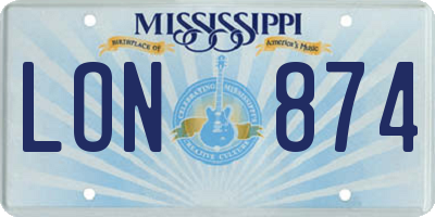 MS license plate LON874