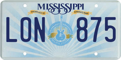 MS license plate LON875