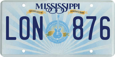 MS license plate LON876