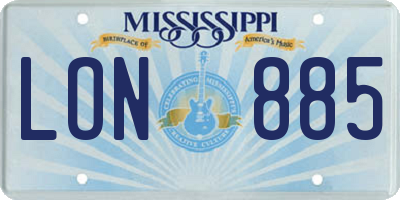 MS license plate LON885