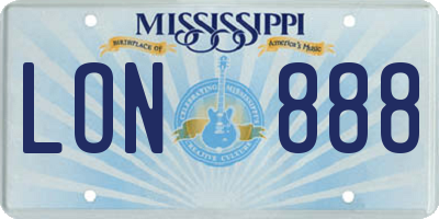 MS license plate LON888