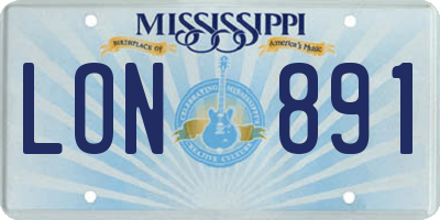 MS license plate LON891