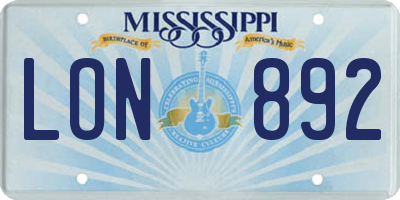 MS license plate LON892