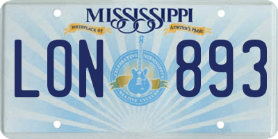 MS license plate LON893