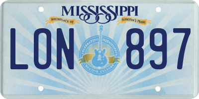 MS license plate LON897