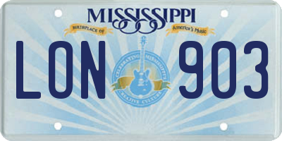 MS license plate LON903