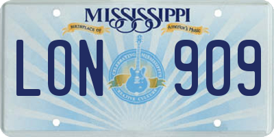 MS license plate LON909