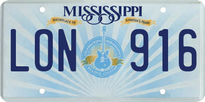 MS license plate LON916