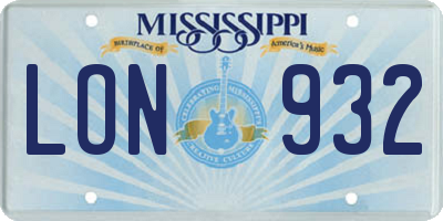 MS license plate LON932