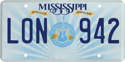 MS license plate LON942