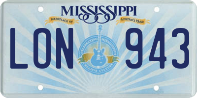 MS license plate LON943