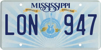 MS license plate LON947