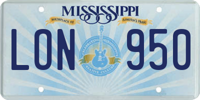 MS license plate LON950