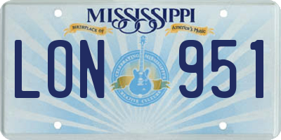 MS license plate LON951
