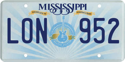 MS license plate LON952