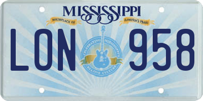 MS license plate LON958