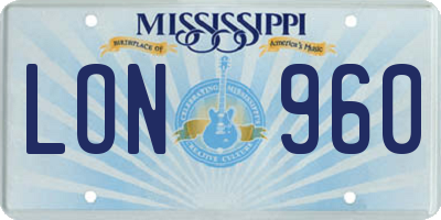 MS license plate LON960