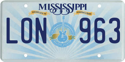 MS license plate LON963