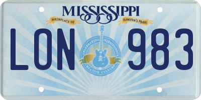 MS license plate LON983