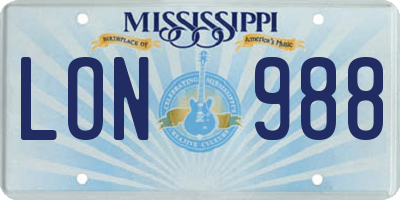 MS license plate LON988