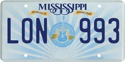 MS license plate LON993