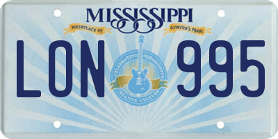 MS license plate LON995