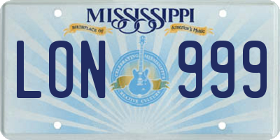 MS license plate LON999