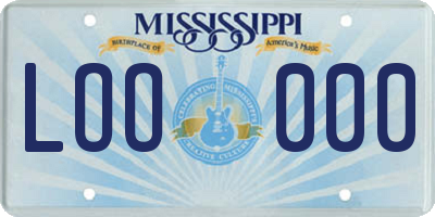 MS license plate LOO000