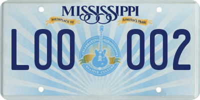 MS license plate LOO002