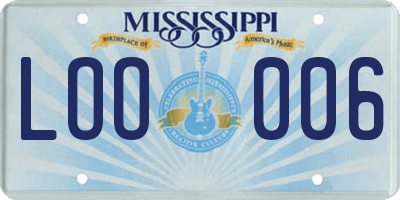 MS license plate LOO006