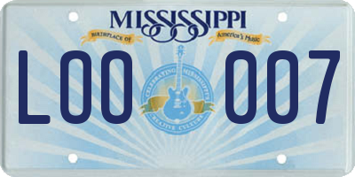 MS license plate LOO007