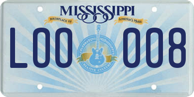 MS license plate LOO008
