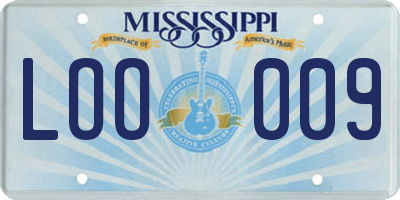 MS license plate LOO009