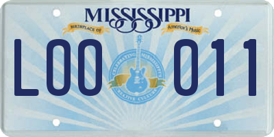 MS license plate LOO011