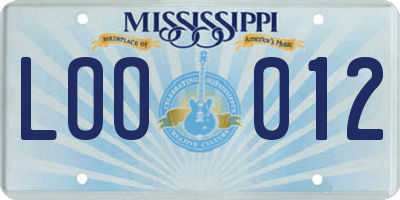 MS license plate LOO012