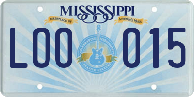 MS license plate LOO015