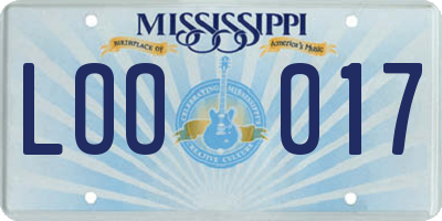 MS license plate LOO017