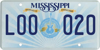 MS license plate LOO020
