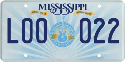 MS license plate LOO022