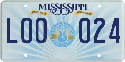 MS license plate LOO024