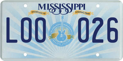 MS license plate LOO026