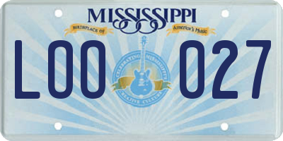 MS license plate LOO027