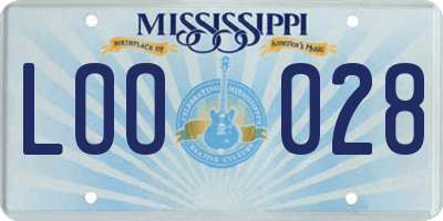 MS license plate LOO028